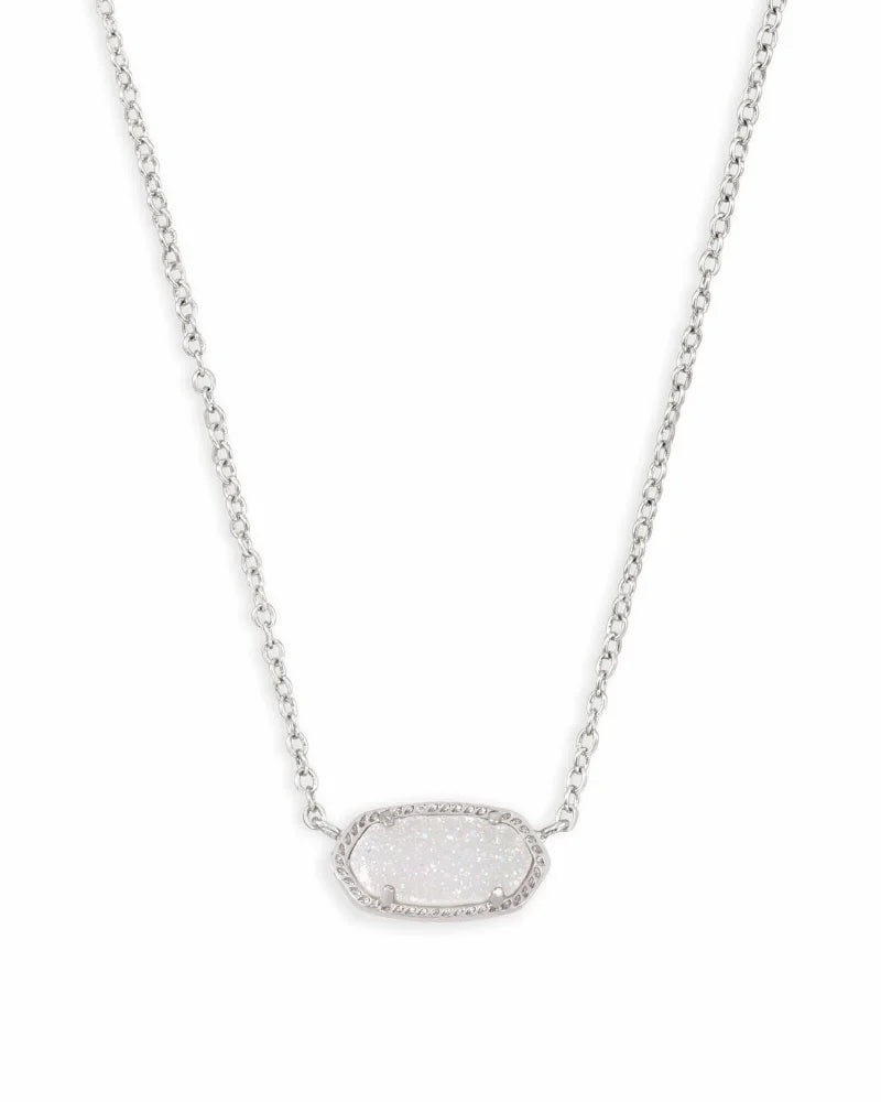 KENDRA SCOTT Elisa Silver Pendant Necklace in Iridescent Drusy