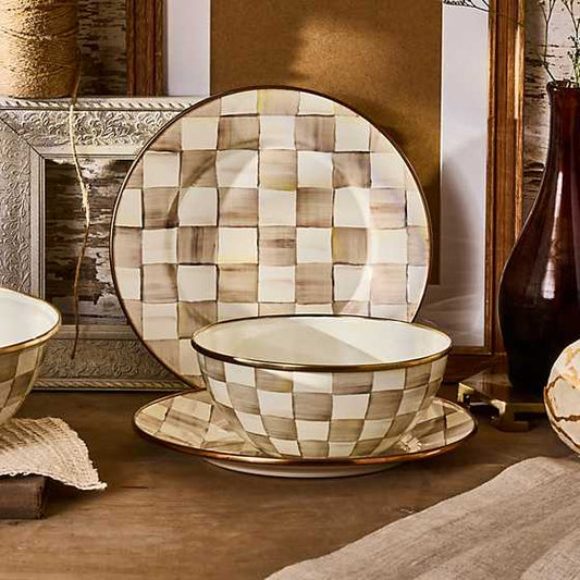 Mocha Check Small Everyday Bowl