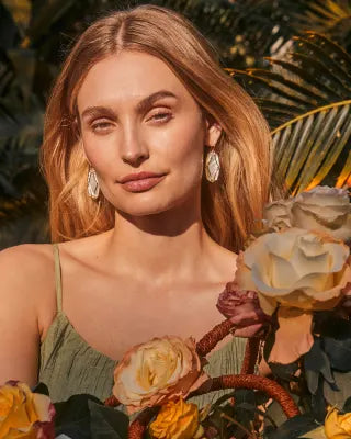 KENDRA SCOTT Elle Lattice Frame Gold Drop Earrings