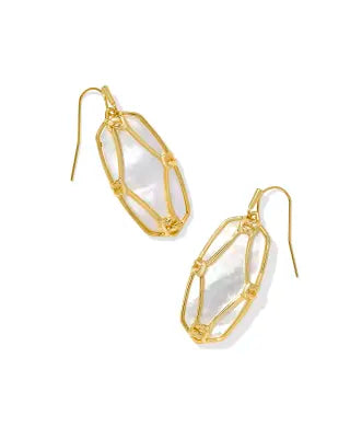 KENDRA SCOTT Elle Lattice Frame Gold Drop Earrings