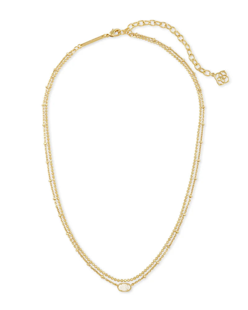 KENDRA SCOTT Emilie Gold Multi Strand Necklace in Iridescent Drusy