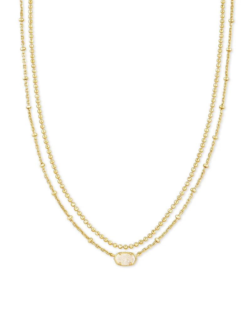 KENDRA SCOTT Emilie Gold Multi Strand Necklace in Iridescent Drusy