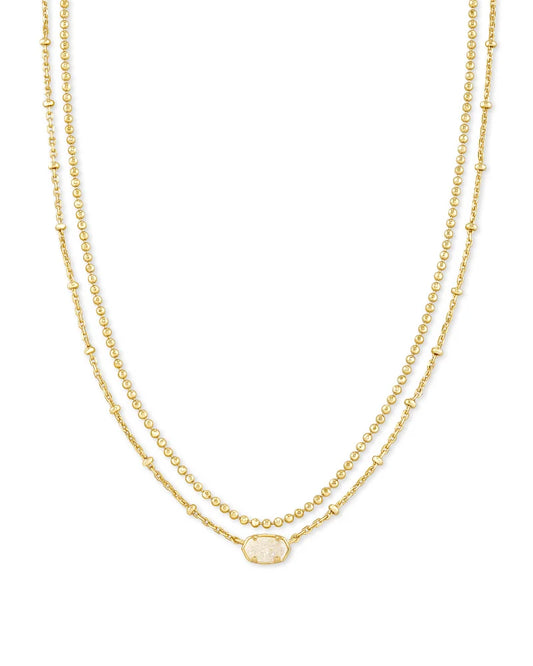 KENDRA SCOTT Emilie Gold Multi Strand Necklace in Iridescent Drusy