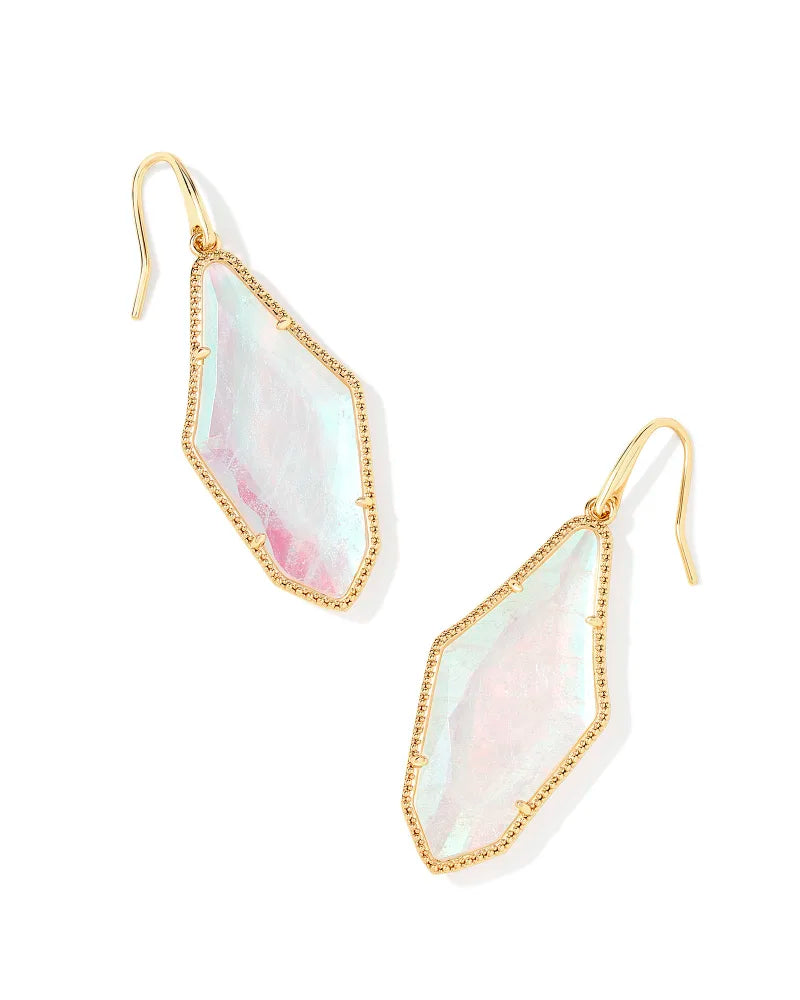 KENDRA SCOTT Evelyn Gold Drop Earrings in Rock Crystal Dichoric