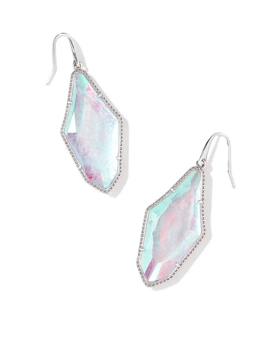 KENDRA SCOTT Evelyn Silver Drop Earrings in Rock Crystal Dichoric