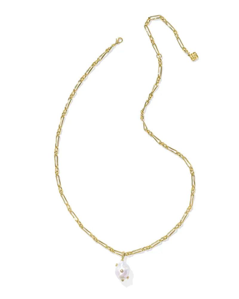 KENDRA  SCOTT  Melody Gold Small Long Pendant Necklace in Freshwater