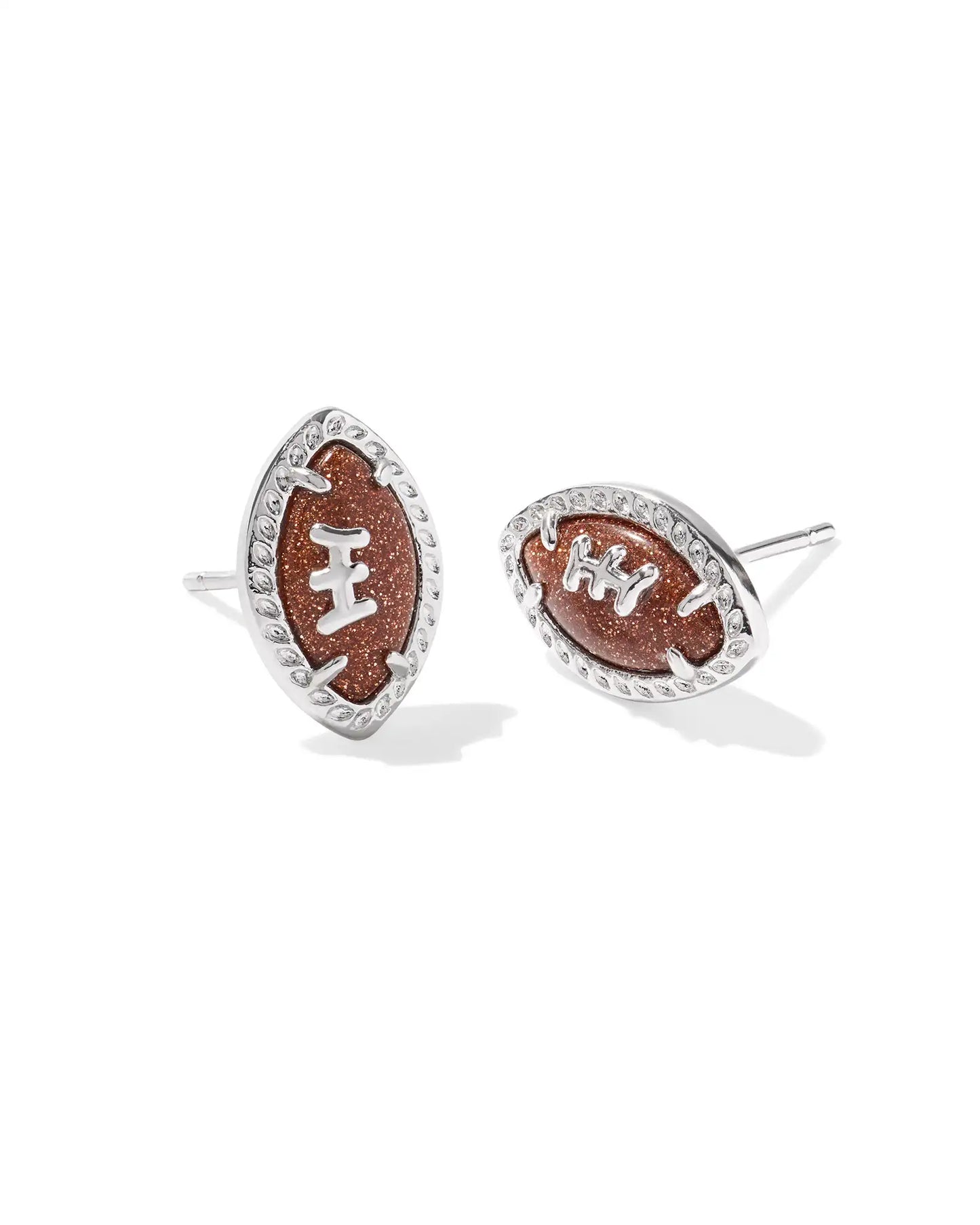 KENDRA SCOTT Football Silver Stud Earrings in Orange Goldstone