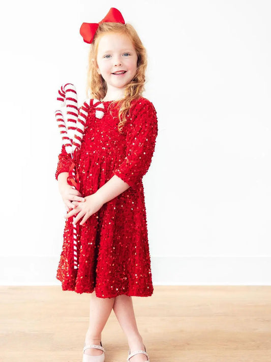 Red Velvet Sequin Dress