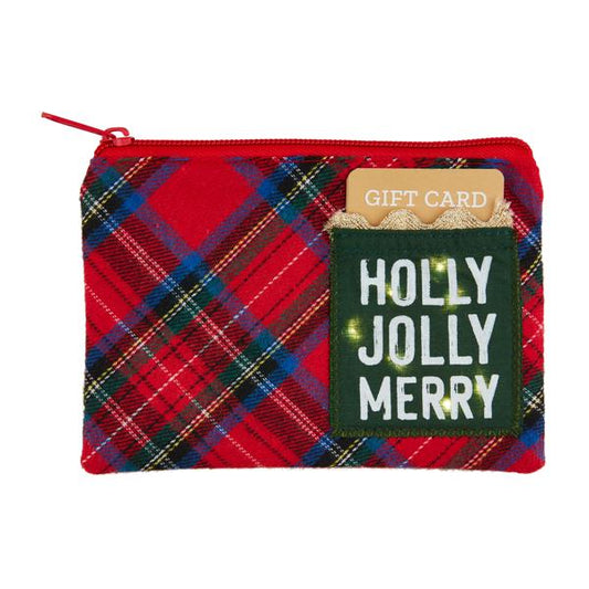 MUDPIE Tartan Christmas Light-Up Pouch