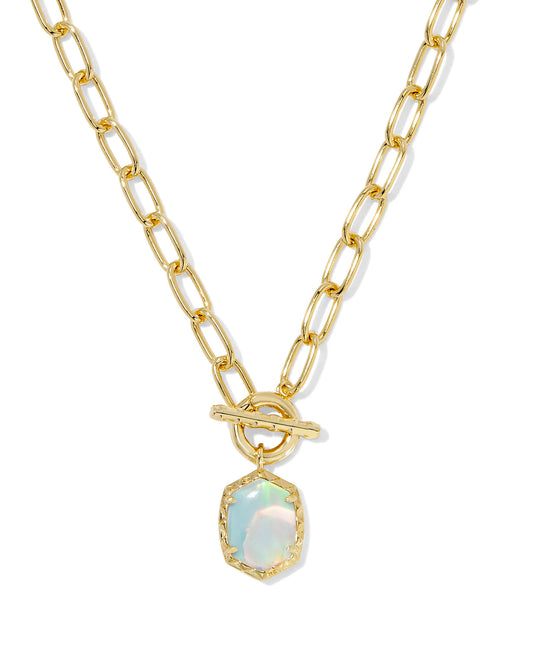 Kendra Scott Daphne Convertible  Link Chain Necklace Gold Dichroic Glass