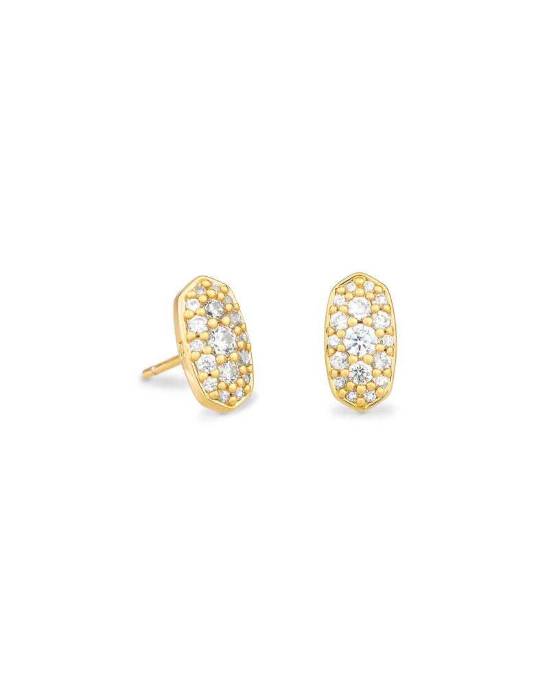 KENDRA SCOTT Grayson Gold Stud Earrings in White Crystal