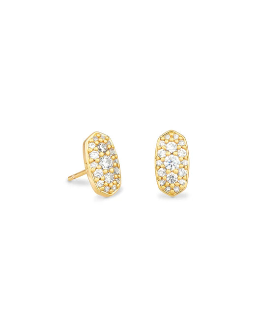 KENDRA SCOTT Grayson Gold Stud Earrings in White Crystal