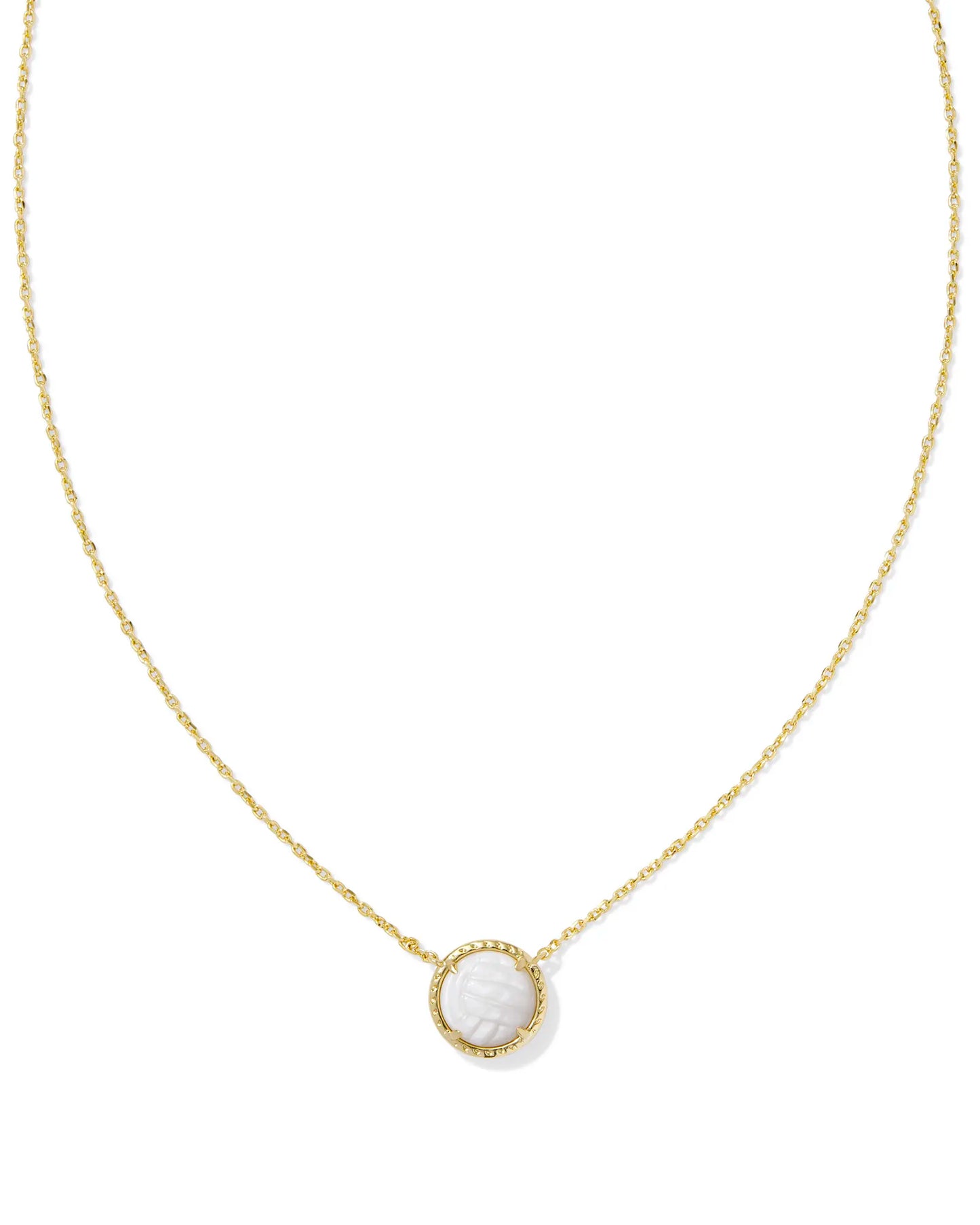 KENDRA SCOTT Volleyball Gold Short Pendant Necklace in White Mother-of-Pearl