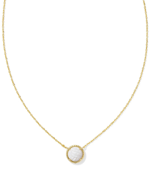 KENDRA SCOTT Volleyball Gold Short Pendant Necklace in White Mother-of-Pearl