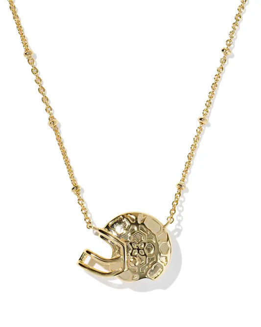KENDRA SCOTT Football Helmet Gold Short Pendant Necklace