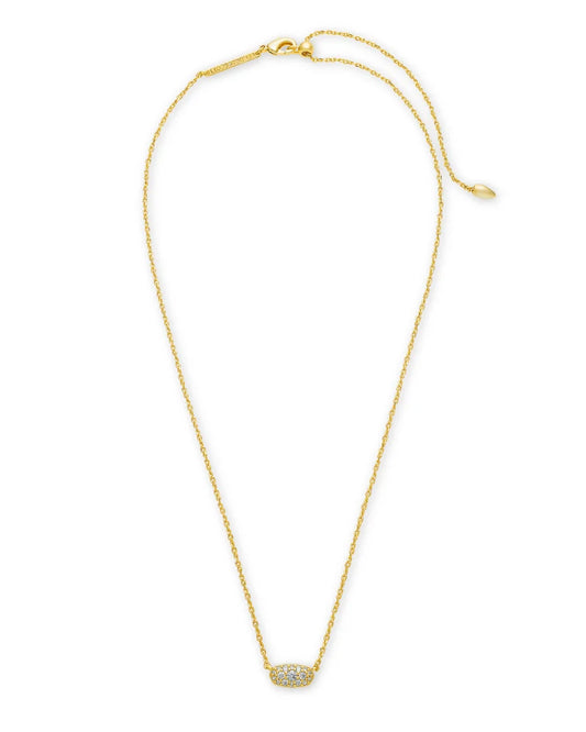 KENDRA SCOTT Grayson Gold Pendant Necklace in White Crystal