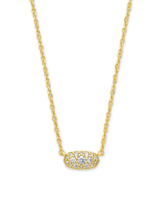 KENDRA SCOTT Grayson Gold Pendant Necklace in White Crystal