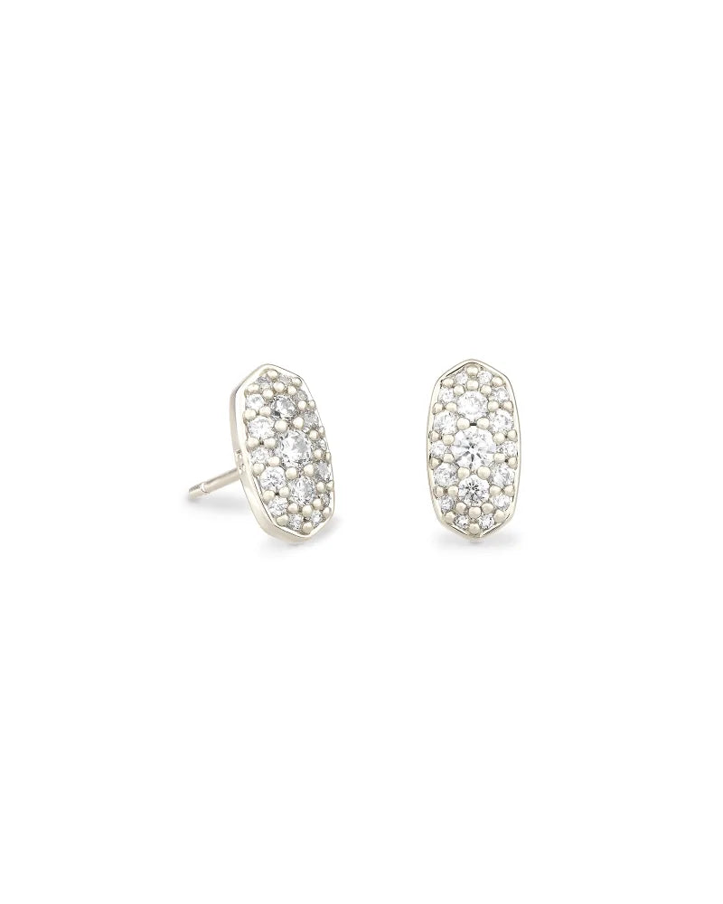 KENDRA SCOTT Grayson Silver Stud Earrings in White Crystal