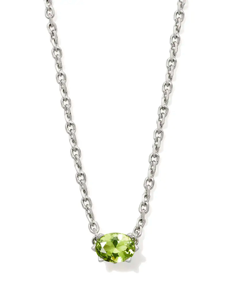 KENDRA SCOTT Cailin Silver Pendant Necklace in Green Peridot Crystal