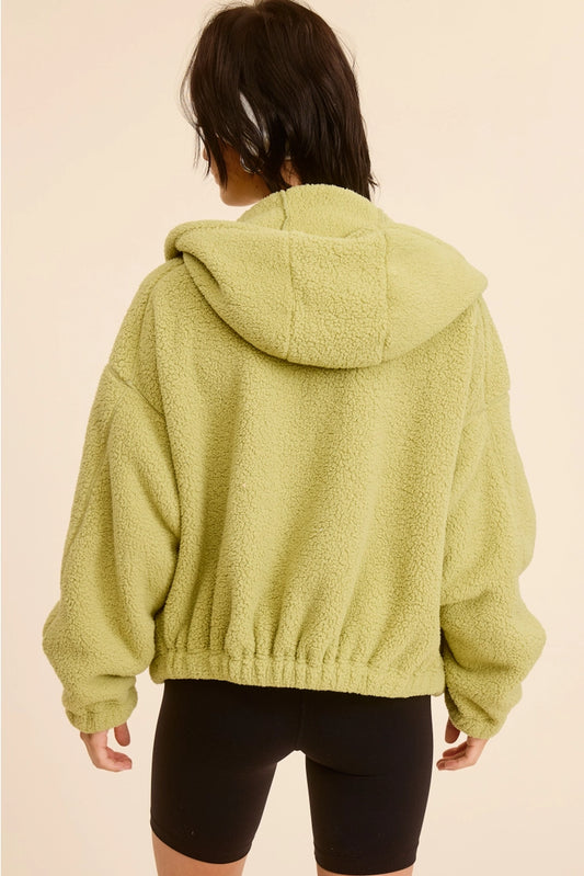 Shaggy Sherpa Zip-Up Fleece Hoodie Jacket