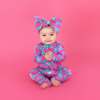 Alaina Heart Ruffle Zip Heart Bamboo Baby Outfit Valentine's