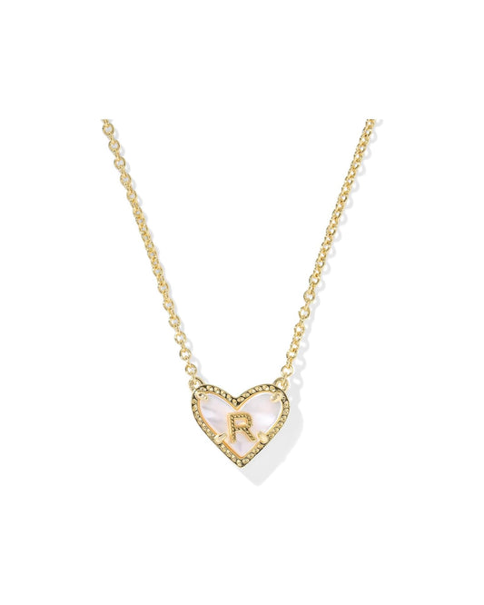 KENDRA SCOTT Heart Letter R Short Pendant Necklace