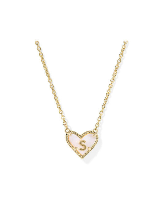 KENDRA SCOTT Heart Letter S Short Pendant Necklace