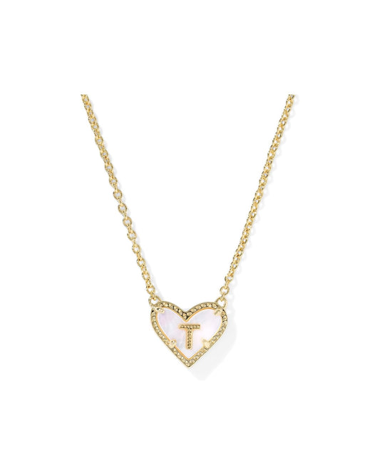 KENDRA SCOTT Heart Letter T Short Pendant Necklace