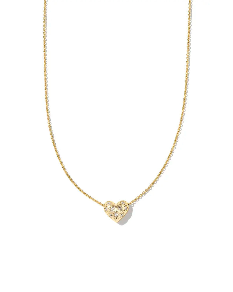 KENDRA SCOTT Holland Gold Heart Short Pendant Necklace in White