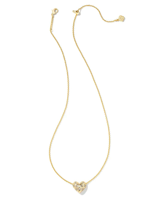 KENDRA SCOTT Holland Gold Heart Short Pendant Necklace in White