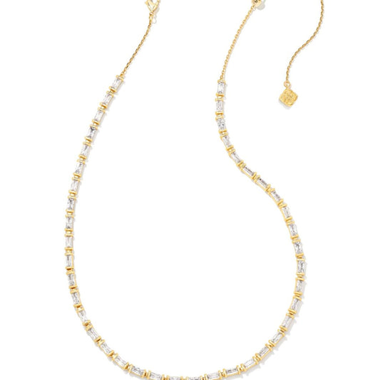 KENDRA SCOTT Juliette Gold Strand Necklace in White Crystal