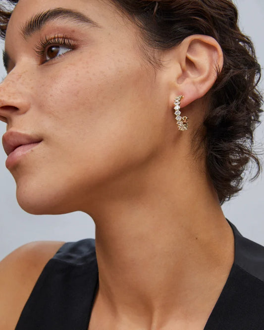 KENDRA SCOTT Cailin Gold Crystal Hoop Earrings in White CZ