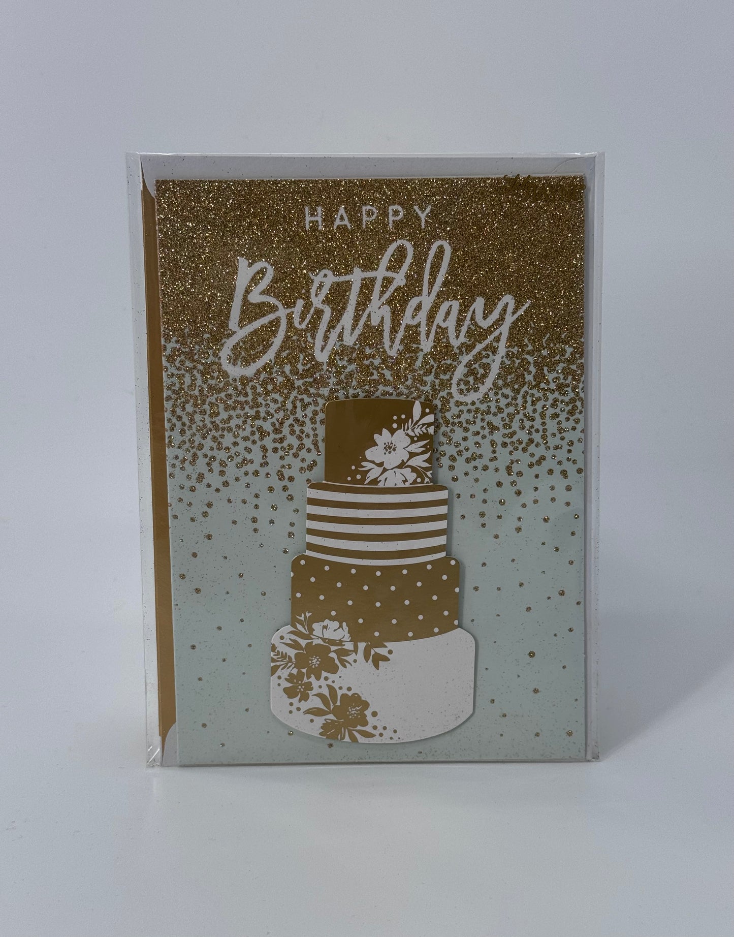 Greeting Card Gold Glitter Happy Birthday