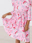 Jolly Old Saint Nick 3/4 Sleeve Ruffle Twirl Dress