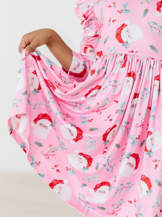 Jolly Old Saint Nick 3/4 Sleeve Ruffle Twirl Dress