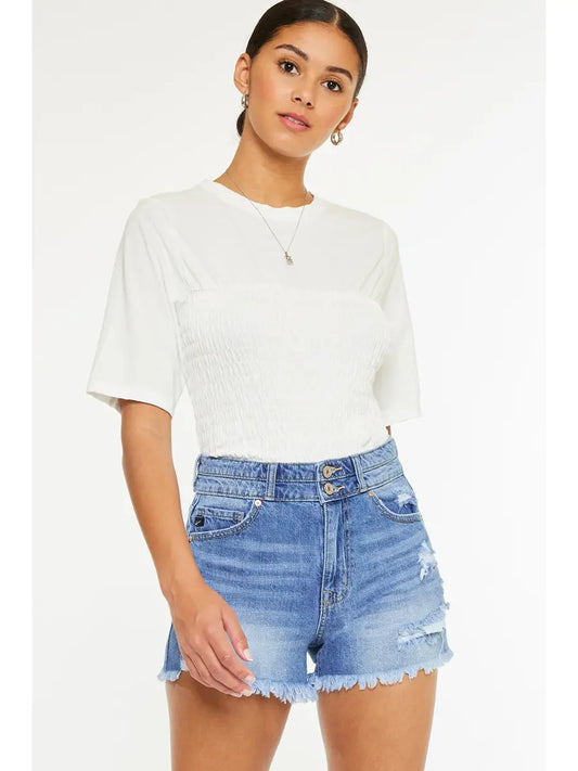 Kan Can  High Rise Mom Denim SHORTS