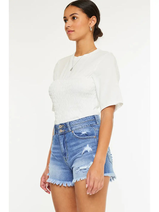 Kan Can  High Rise Mom Denim SHORTS