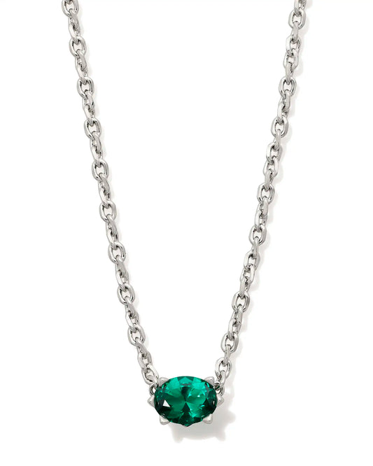 KENDRA SCOTT Cailin Silver Pendant Necklace in Green Crystal