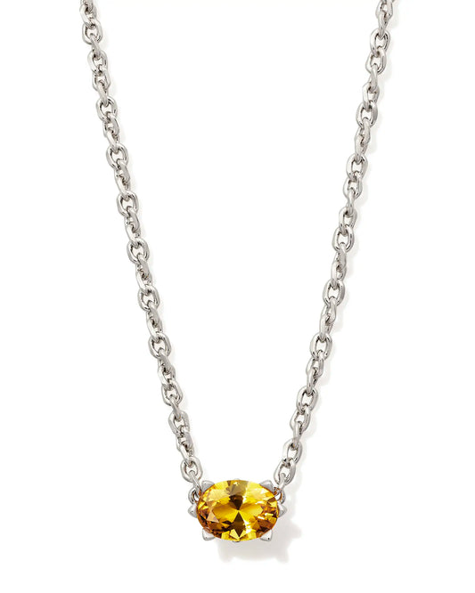 KENDRA SCOTT Cailin Silver Pendant Necklace in Golden Yellow Crystal