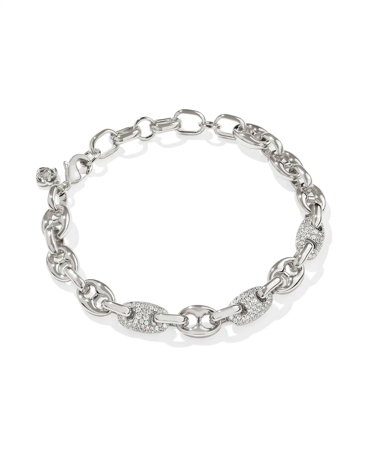 KENDRA SCOTT Bailey Silver Pave Chain Bracelet in White Crystal