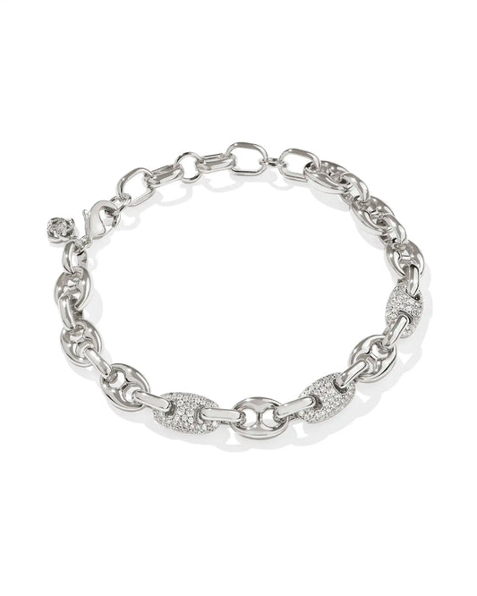 KENDRA SCOTT Bailey Silver Pave Chain Bracelet in White Crystal