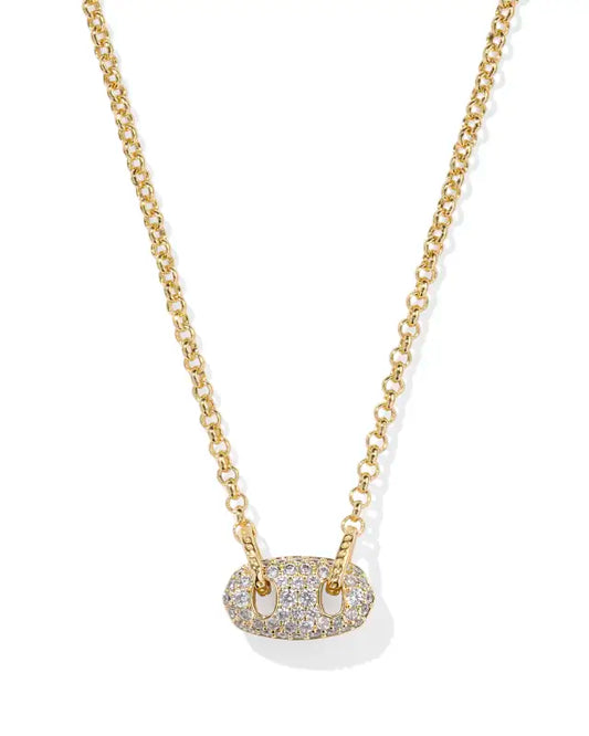 KENDRA SCOTT Bailey Gold Pave Short Pendant Necklace in White Crystal