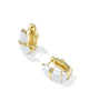 Courtney Gold Enamel Huggie Earrings White