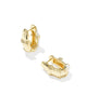 Courtney Gold Enamel Huggie Earrings White