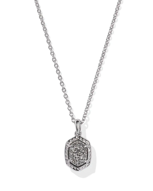 KENDRA SCOTT Daphne Framed Short Pendant Necklace in Platinum Drusy