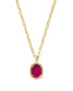 KENDRA SCOTT Daphne Gold Pave Frame Short Pendant Necklace in Berry Mica