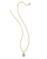 KENDRA SCOTT Daphne Gold Pave Frame Short Pendant Necklace in Iridescent Ivory Illusion