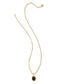 KENDRA SCOTT Daphne Gold Pave Frame Short Pendant Necklace in Smoky Quartz