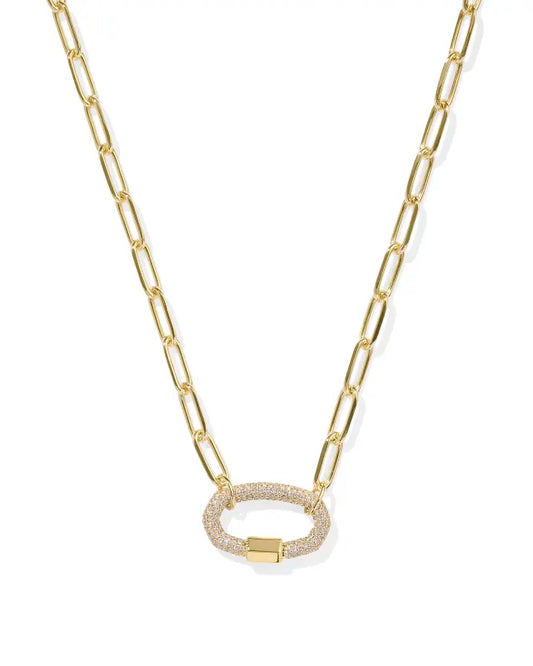 KENDRA SCOTT Emery Gold Link and Chain Necklace in White Crystal