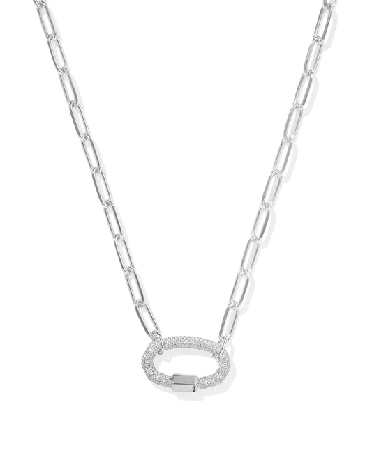 KENDRA SCOTT Emery Silver Link and Chain Necklace in White Crystal